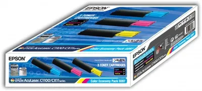 C13S050287 Картриджи Epson S050287 0287 для AcuLaser C1100, CX11N, CX11NF (набор голубой, пурпурный, желтый)