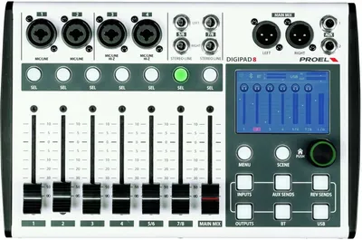 Микшерный пульт PROEL DIGIPAD8, цифровой, 8 каналов, 24 бит/48 кГц, USB/Bluetooth