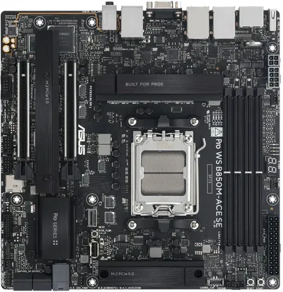 Материнская плата ASUS PRO WS B850M-ACE SE, AM5, AMD B850, mATX, 4×DDR5, 2×M.2