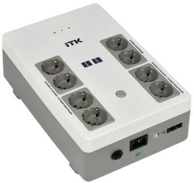ИБП ITK Electra EST8-800VA-1-001-L, линейно-интерактивный, 800 ВА / 480 Вт, 8 розеток Schuko