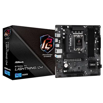 Материнская плата ASRock B760M PG Lightning/D4, LGA 1700, Intel B760, 4xDDR4, 2xM.2, Micro-ATX