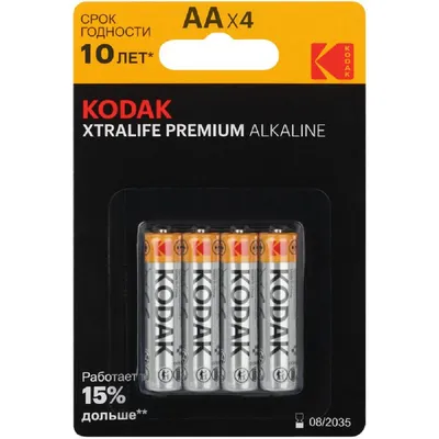 Батарейка Kodak LR6-4BL XTRALIFE PREMIUM Alkaline AA, алкалиновая, 1.5 В, 4 шт