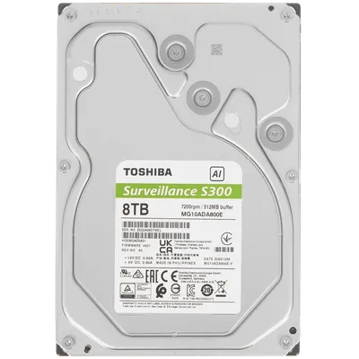 Жесткий диск Toshiba MG10ADA800E-V S300 AI Surveillance, 8 ТБ, SATA III, 3.5"