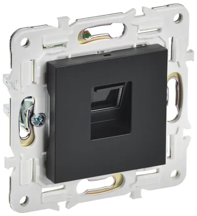 Розетка RJ45 IEK SKANDY SK-K10-2-K02, Cat.6, 8 контактов, IP20, чёрная