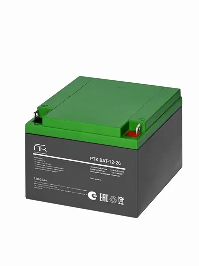 Аккумулятор ПожТехКабель PTK-BAT-12-26, 12 В, 26 А·ч, AGM, клеммы L1