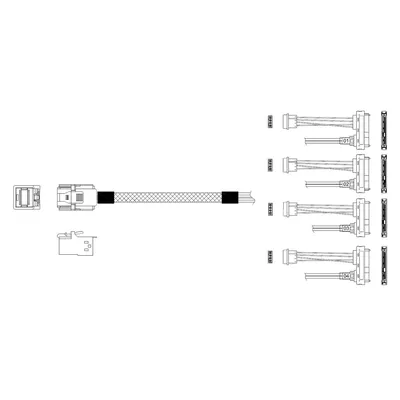 Кабель Miradeed MD-6715033, HDmSAS SFF8643 - 4×SAS SFF8482, 12G, 100см