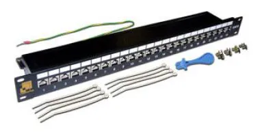 Патч-панель LANMASTER LAN-PPL24S6A, 19", 24×RJ45, кат.6A, STP, 1U, чёрная