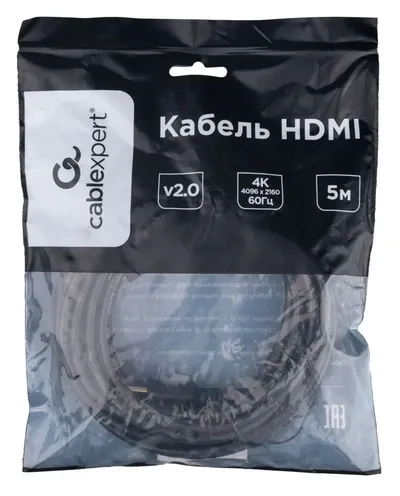 Кабель HDMI Cablexpert CC-HDMI4L-5M, v2.0, 19M/19M, 5 м, чёрный