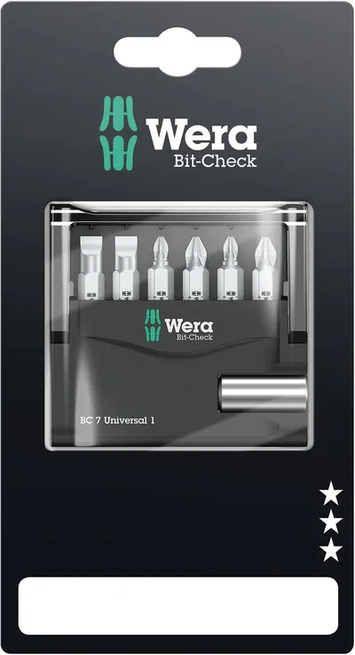 Набор бит WERA WE-073406 Bit-Check 7 Universal 1 SB, PH/PZ/SL, 1/4", 7 предметов