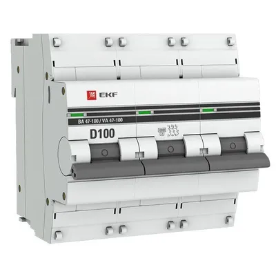Автоматический выключатель EKF mcb47100-3-100D-pro, 3P, 100 А, тип D, 10 кА