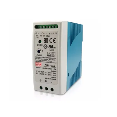 Блок питания AC-DC Mean Well DRC-60A, UPS, 60Вт, 90…264В AC→13.8В/4.3А