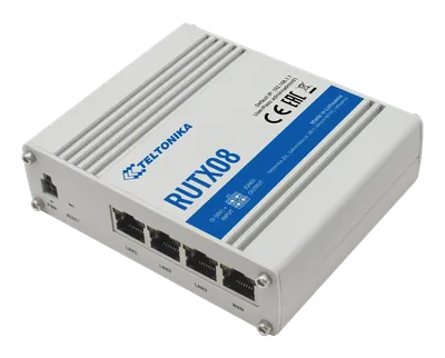 Маршрутизатор Teltonika RUTX08, промышленный, WAN 1×RJ45 1 Гбит/с, LAN 3×RJ45 1 Гбит/с, USB 2.0