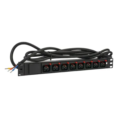 Блок розеток SNR SNR-PDU-8ABL-OE-3-Am16L1, 8×C13/C19, 16 А, 1U, шнур 3 м