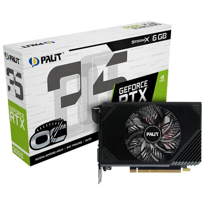 Видеокарта Palit GeForce RTX 3050 STORMX OC, 6 ГБ GDDR6, 96 бит