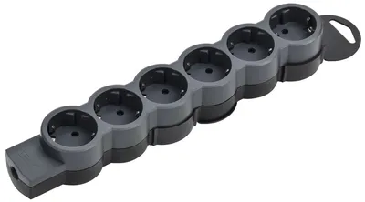 Колодка для удлинителя IEK STANDARD 695045, 6 розеток, с заземлением, 16 А, чёрная