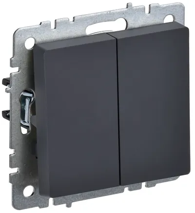 Выключатель IEK BRITE BR-V20-0-10-K53, 2-клавишный, 10 А, 230 В, скрытый, графит