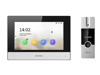 Видеодомофон Hikvision DS-KIS302-P, 7" сенсорный экран, Wi-Fi, комплект