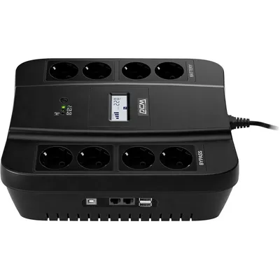 ИБП Powercom SPD750EU, линейно-интерактивный, 750 ВА / 450 Вт, 8×Schuko, USB, LCD