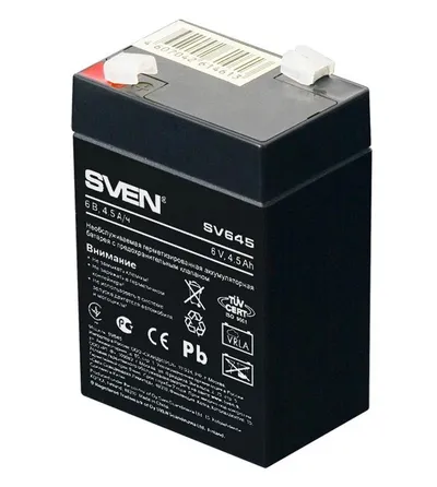 Аккумулятор SVEN SV645, 6 В, 4,5 А·ч, клеммы F1, свинцово-кислотный
