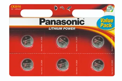 Батарейка Panasonic CR-2016EL/6BW, литиевая, CR2016, 3В, 6шт