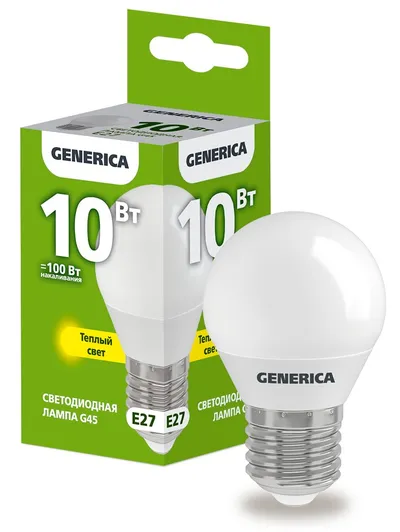 LED-лампа IEK LL-G45-10-230-30-E27-G, G45 шар, 10 Вт, 230 В, 3000 К, E27
