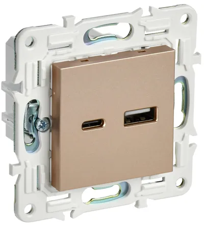 Розетка IEK SKANDY SK-U22-018-K98, USB A+C, 18Вт, песочный