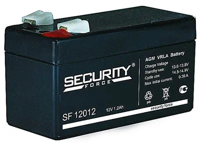 Аккумулятор Security Force SF 12012, 12 В / 1,2 А·ч, клемма F1, AGM