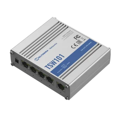 Коммутатор промышленный Teltonika TSW101000000, 5×1GbE, 4×PoE+, 60W