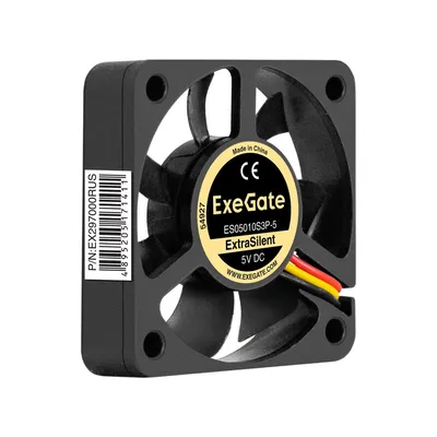 Вентилятор 5В DC ExeGate ExtraSilent ES05010S3P-5 (50x50x10 мм, Sleeve bearing (подшипник скольжения), 3pin, 4000RPM, 22dBA)