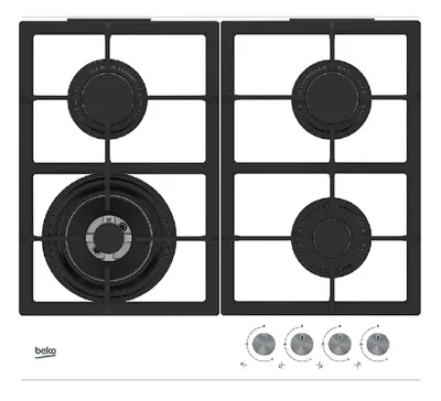 Варочная поверхность BEKO 7763586729, газовая, 4 конфорки, белый