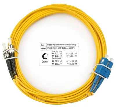 Патч-корд оптический Cabeus FOP(d)-9-SC-ST-20m, OS2, SC/UPC-ST/UPC, 20м