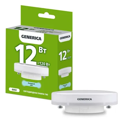 Лампа LED IEK GENERICA T80, 12 Вт, 230 В, 6500К, GX53