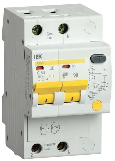 Дифференциальный автомат IEK MAD13-2-050-C-100, 50А, 2P, 100мА, тип C