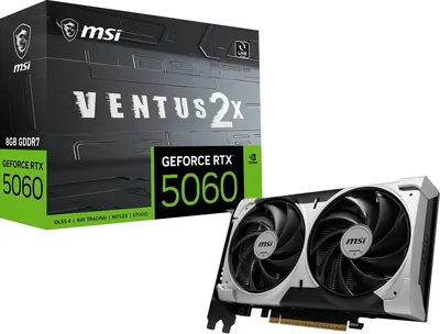 Видеокарта MSI GeForce RTX 5060 8G VENTUS 2X V1, 8 ГБ GDDR7, 128 бит, PCI-E 5.0