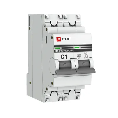 Автоматический выключатель EKF PROxima mcb4763-2-01C-pro, ВА 47-63, 2P, 1А (C), 4,5kA