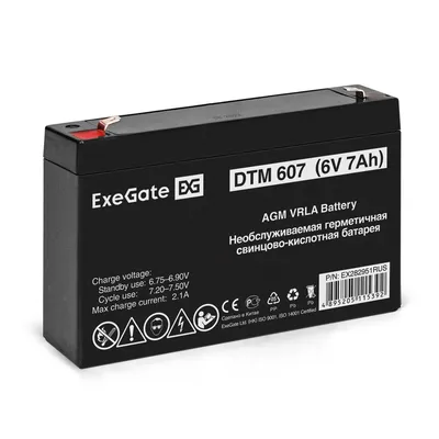 Аккумулятор для ИБП ExeGate DTM 607-F1, 6 В, 7 А·ч, клеммы F1