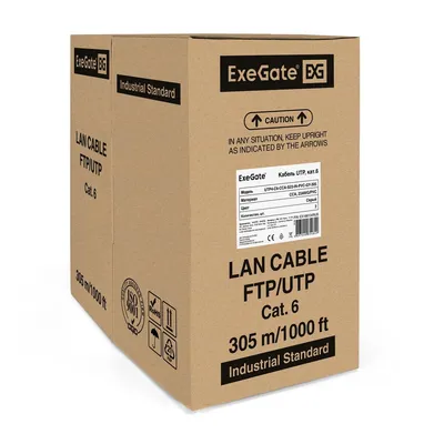 Кабель ExeGate EX186134RUS UTP 4 пары кат.6 CCA, 23AWG, 305 м, серый
