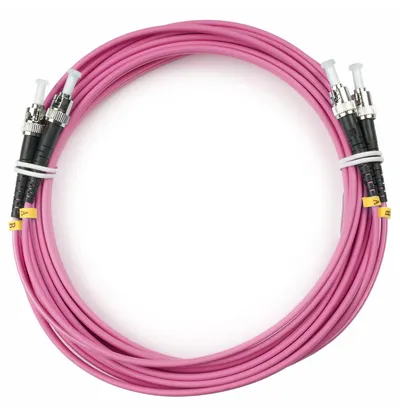 Патч-корд оптический Cabeus FOP-50-OM4-ST-ST-7m, многомодовый, Duplex ST/ST, OM4, 7м, маджента
