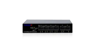 Коммутатор TRASSIR TR-NS1106-60-4POE, 6×100 Мбит/с, 4×PoE 60 Вт, неуправляемый