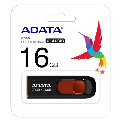 USB-флеш-накопитель A-DATA C008 AC008-16G-RKD, 16 ГБ, USB 2.0, выдвижной разъем