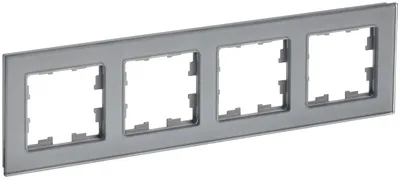 Рамка IEK BRITE BR-M42-G-K03, 4-местная, стекло, серый глянец, IP20
