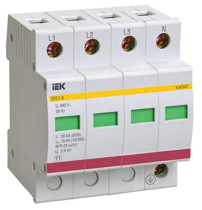Ограничитель импульсных напряжений IEK MOP20-4-B ОПС1-B, 4P, In 30 кА, Un 400 В