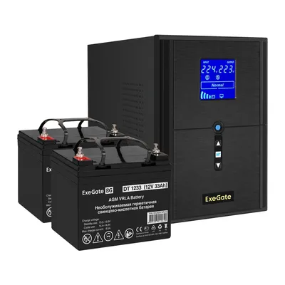 ИБП ExeGate EX296837RUS, 2000VA/1600W, чистый синус, +2×33 А·ч