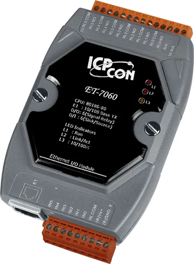 Модуль ввода/вывода ICP DAS ET-7060 CR, 6 реле + 6 дискретных входов, Ethernet