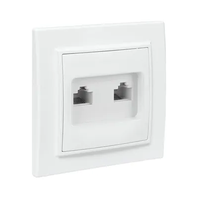 Розетка EKF ERK00-135-10, компьютерная + телефонная, RJ45 + Phone, белая