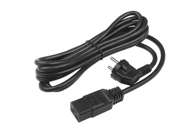Кабель питания Hyperline PWC-IEC19-SHM-3.0-BK, Schuko-C19, 16A, 3м