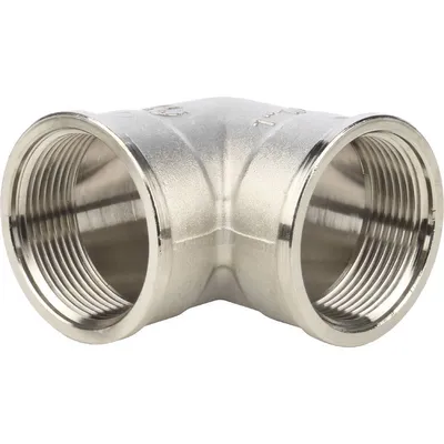 Угольник STOUT SFT-0014-000112, латунь никелированная, 1 1/2", ВР, 90°, 16 бар