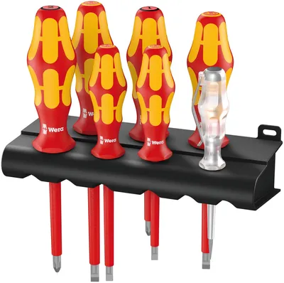 Набор отвёрток WERA Kraftform Plus 160 i/165 i/7 Rack VDE, 7 предметов, PZ/SL