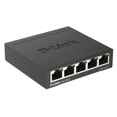 Коммутатор D-Link DGS-1005D/R1A, неуправляемый, 5×1GbE, металл