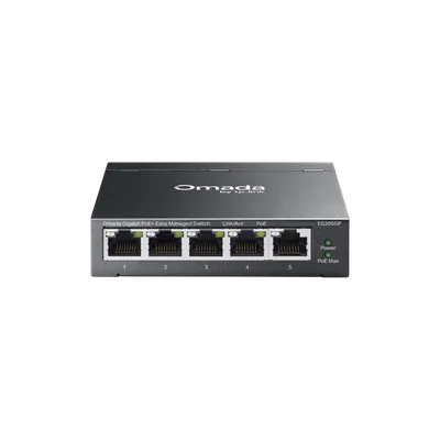 Коммутатор TP-Link Omada ES205GP, 5×1GbE, 4 порта PoE+ 65 Вт, управляемый